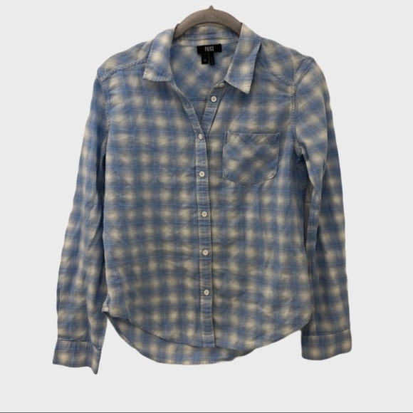 PAIGE button down plaid gingham shirt - Picture 1 of 9